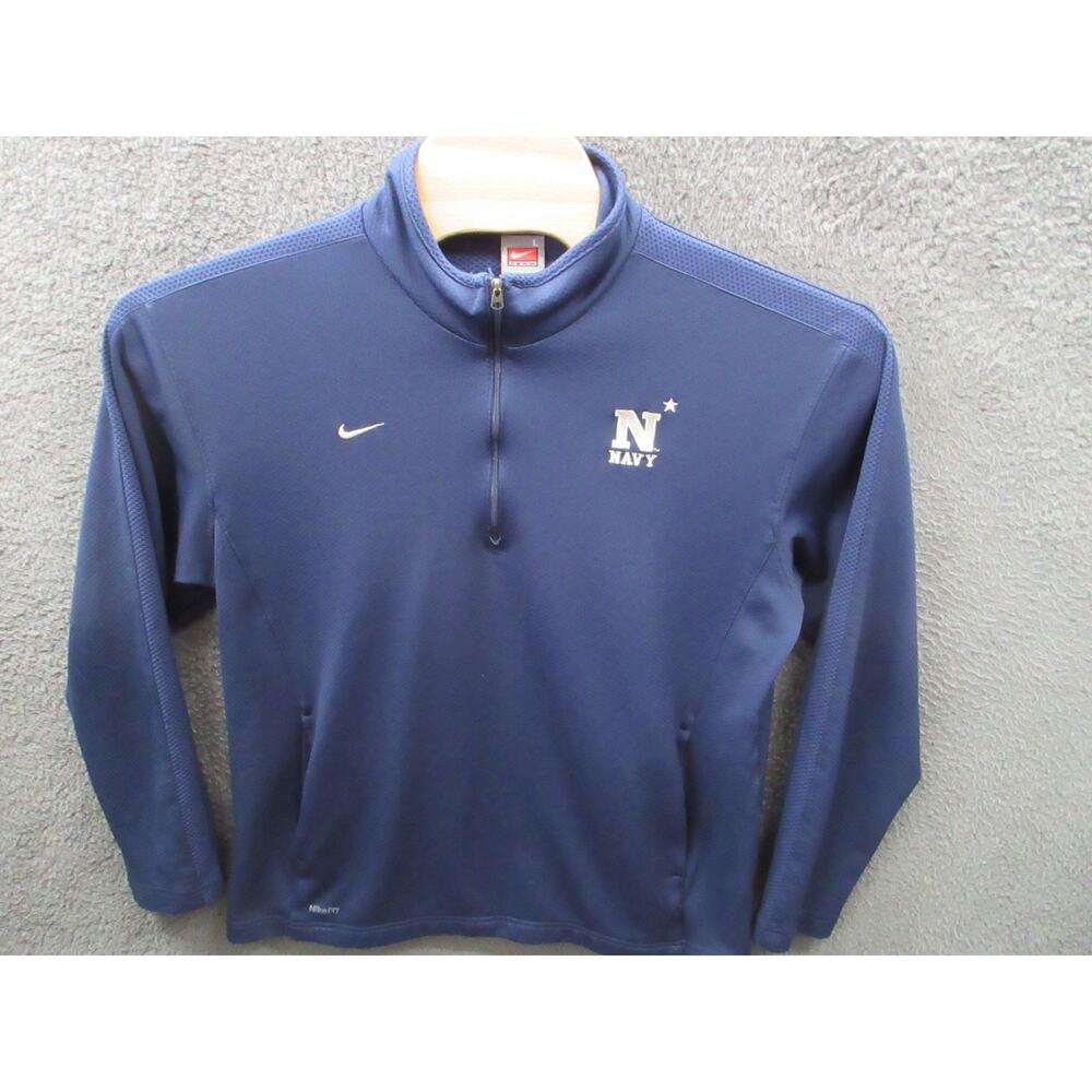 Vintage Nike Fit Dry NIKE TEAM Navy Military 1/4 Zip Long Sleeve Shirt Sz  Large